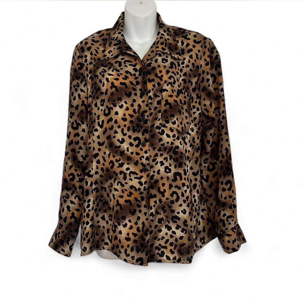 Rena Rowan Brown Leopard Button Down Shirt